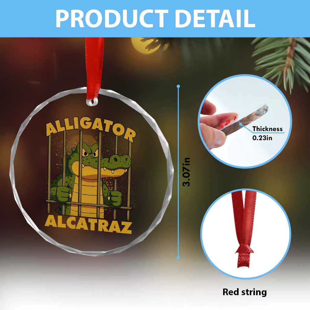 Alligator Alcatraz Florida Everglades Crystal Glass Ornament Funny Political Satire Meme - Wonder Print Shop