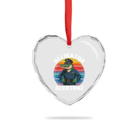 Alligator Alcatraz Florida Heart Crystal Glass Ornament Funny Gator Cop Political Humor Retro Sunset - Wonder Print Shop