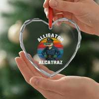Alligator Alcatraz Florida Heart Crystal Glass Ornament Funny Gator Cop Political Humor Retro Sunset - Wonder Print Shop