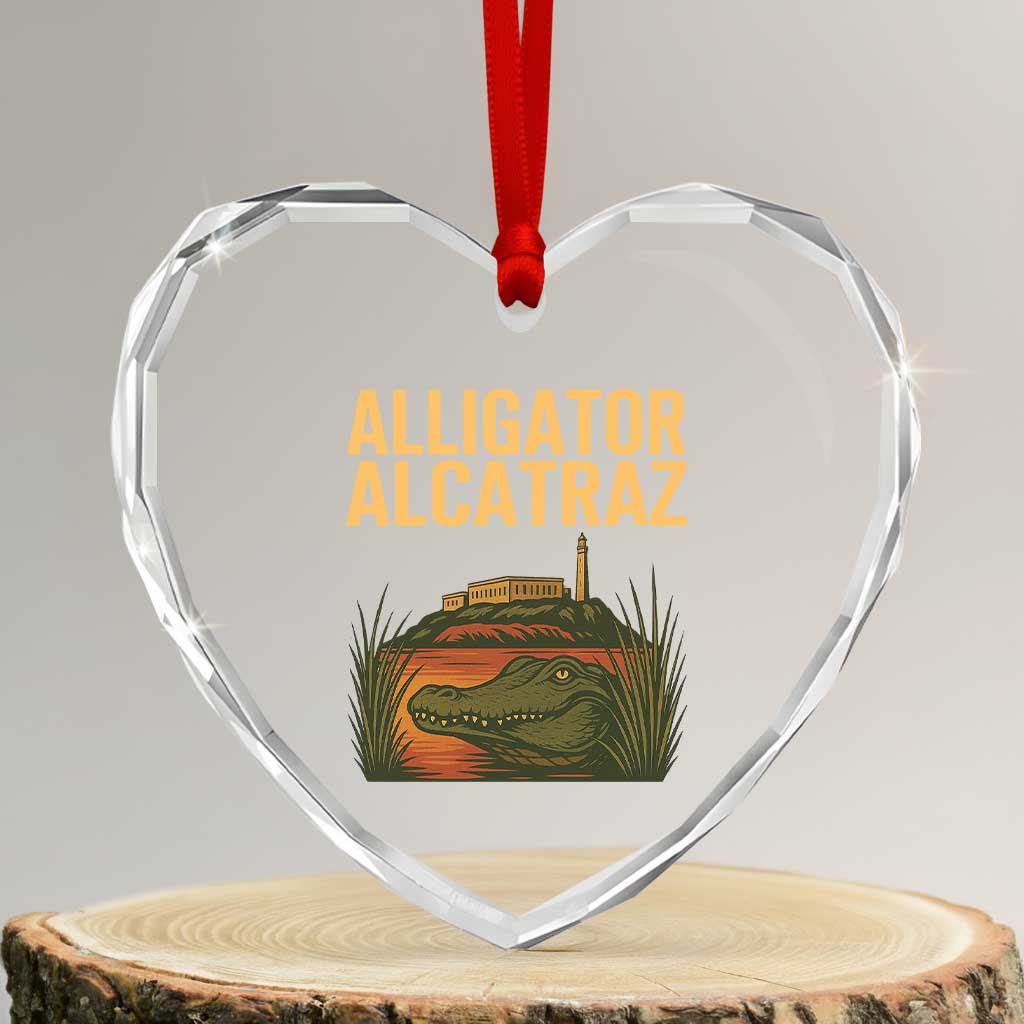 Alligator Alcatraz Florida Heart Crystal Glass Ornament Political Swamp Prison Dark Humor - Wonder Print Shop