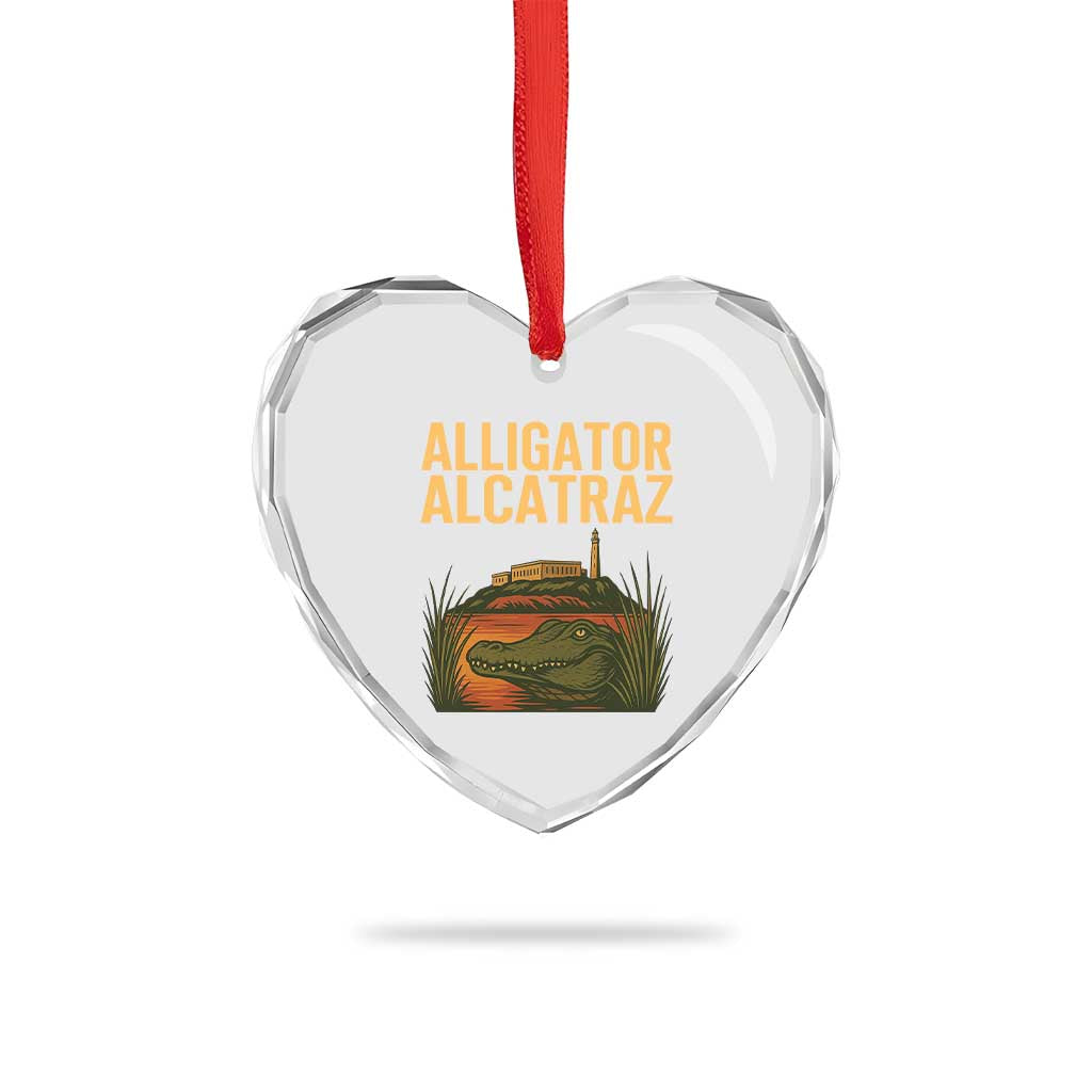 Alligator Alcatraz Florida Heart Crystal Glass Ornament Political Swamp Prison Dark Humor - Wonder Print Shop