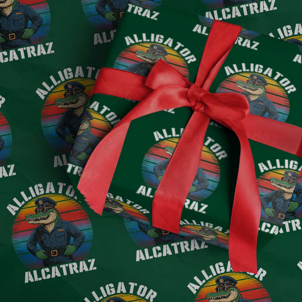Alligator Alcatraz Florida Wrapping Paper Roll Funny Gator Cop Political Humor Retro Sunset - Wonder Print Shop