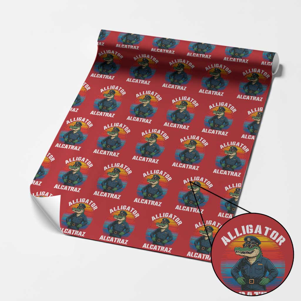 Alligator Alcatraz Florida Wrapping Paper Roll Funny Gator Cop Political Humor Retro Sunset - Wonder Print Shop