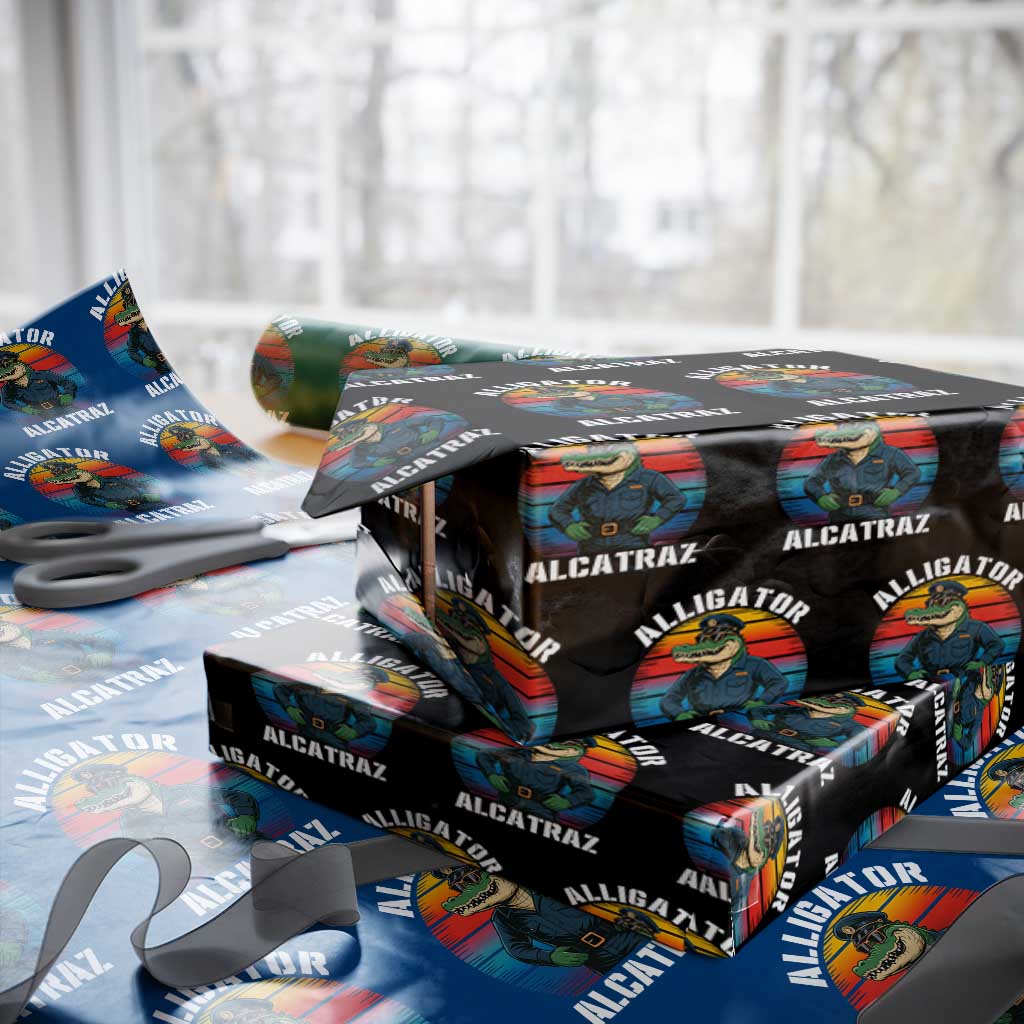Alligator Alcatraz Florida Wrapping Paper Roll Funny Gator Cop Political Humor Retro Sunset - Wonder Print Shop
