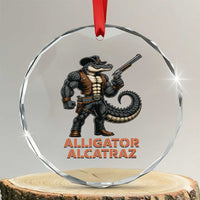 Alligator Alcatraz Gunslinger Crystal Glass Ornament Swamp Outlaw Satire Patriotic Rebel TS02