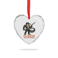 Alligator Alcatraz Gunslinger Heart Crystal Glass Ornament Swamp Outlaw Satire Patriotic Rebel - Wonder Print Shop