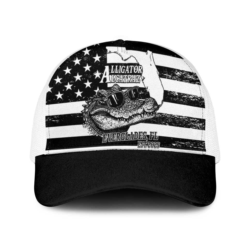 Alligator Alcatraz Mesh Trucker Cap Cool Gator Everglades USA Grunge Flag LT14