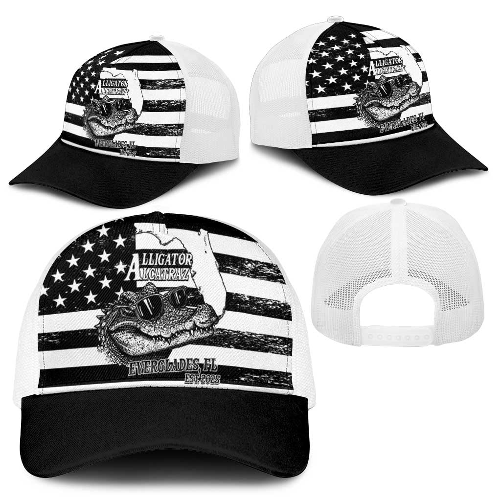 Alligator Alcatraz Mesh Trucker Cap Cool Gator Everglades USA Grunge Flag LT14