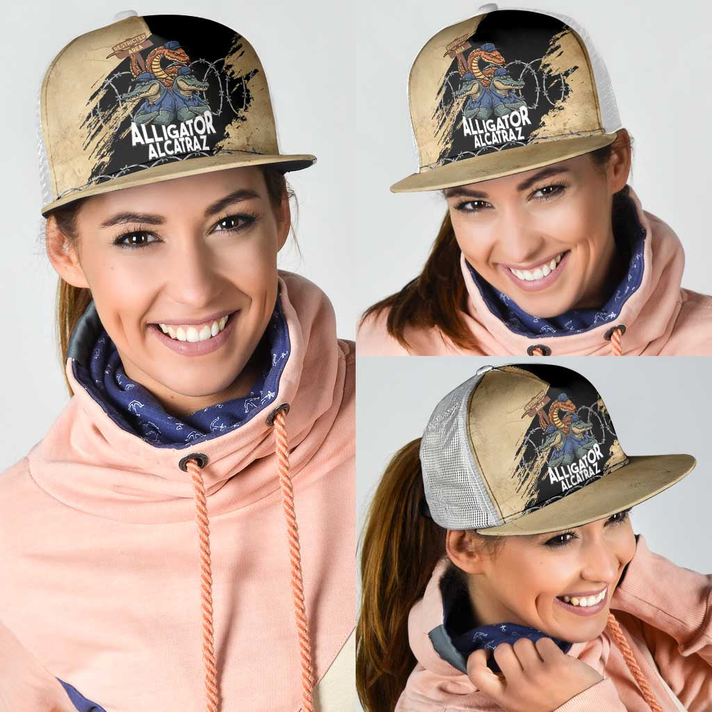 Alligator Alcatraz Mesh Trucker Cap Gator and Python Restricted Area LT14