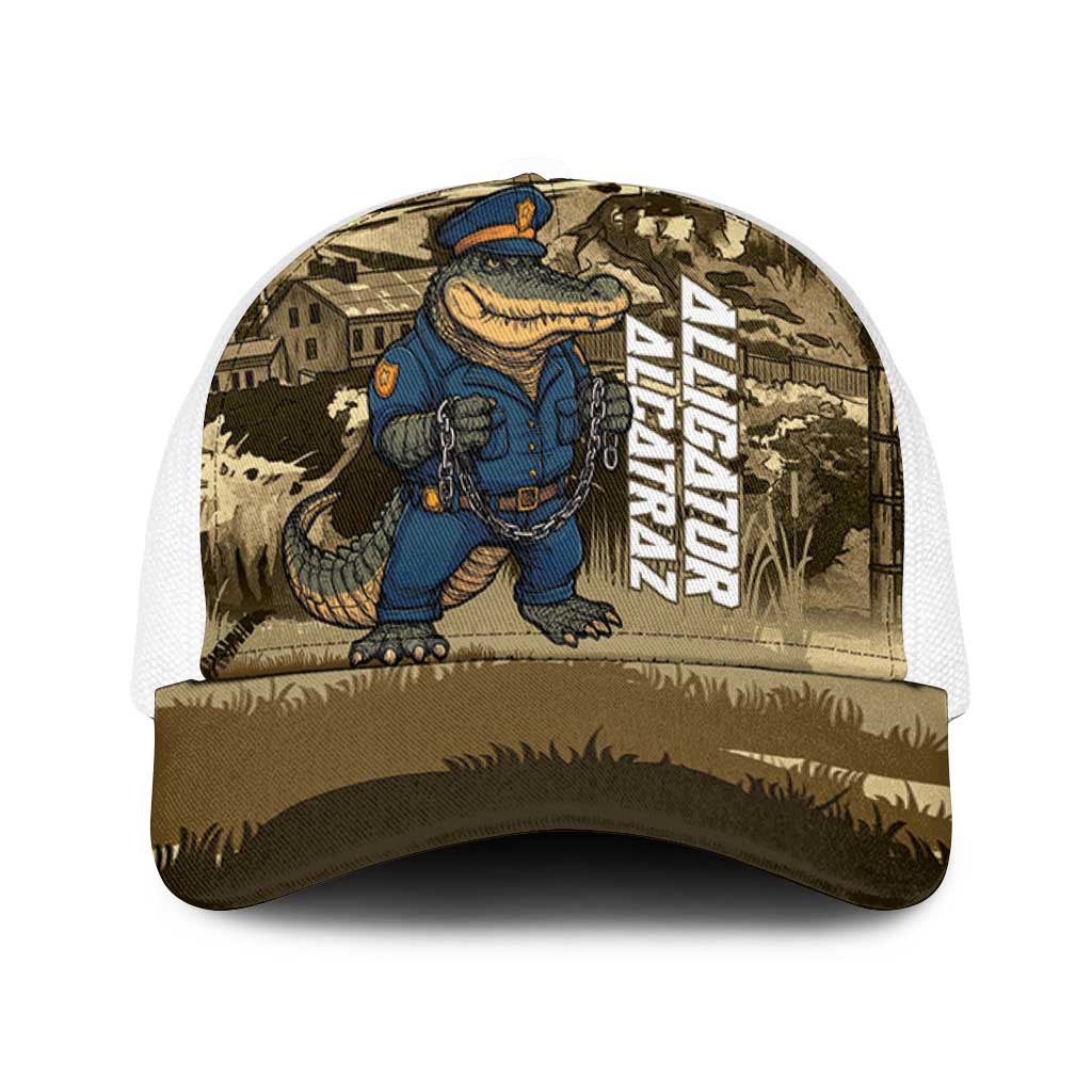 Alligator Alcatraz Mesh Trucker Cap Police Gator Rock Penitentiary - Wonder Print Shop