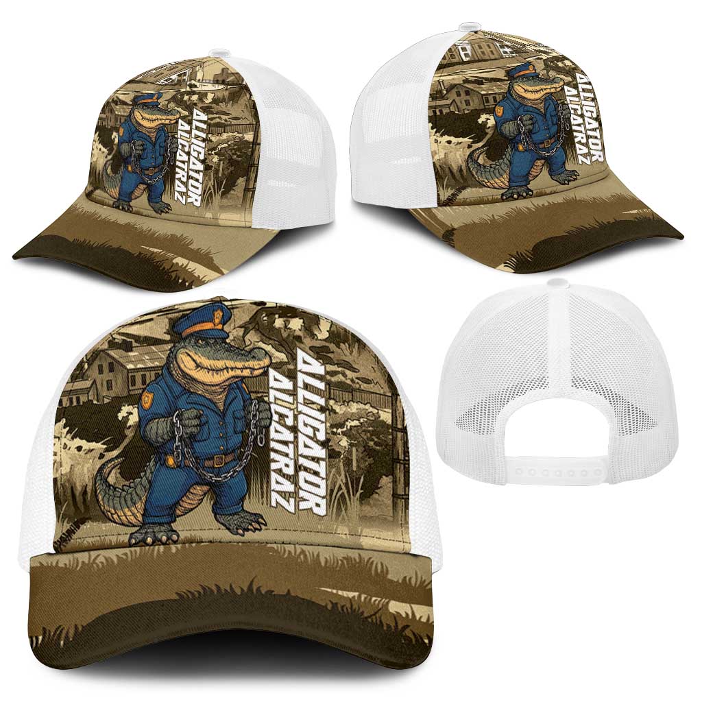 Alligator Alcatraz Mesh Trucker Cap Police Gator Rock Penitentiary - Wonder Print Shop