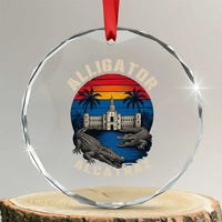 Alligator Alcatraz Political Crystal Glass Ornament Florida Prison State Retro Sunset TS02