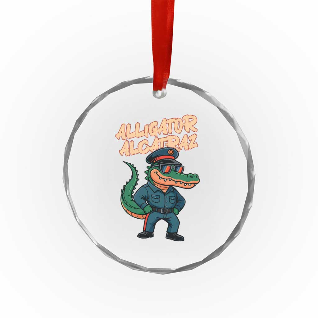 Alligator Alcatraz Political Crystal Glass Ornament Funny Florida Gator Cop with Attitude TS02