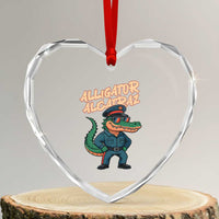 Alligator Alcatraz Political Heart Crystal Glass Ornament Funny Florida Gator Cop with Attitude - Wonder Print Shop