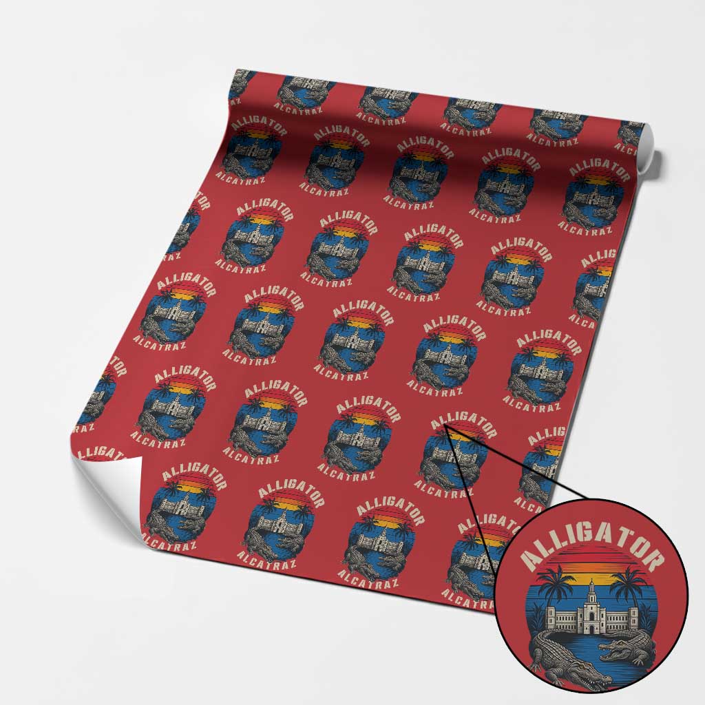 Alligator Alcatraz Political Wrapping Paper Roll Florida Prison State Retro Sunset - Wonder Print Shop
