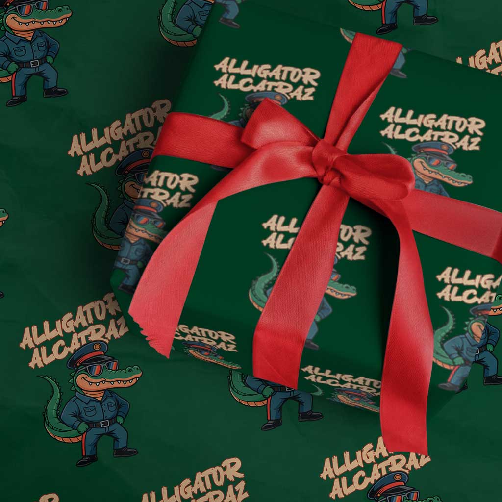 Alligator Alcatraz Political Wrapping Paper Roll Funny Florida Gator Cop with Attitude - Wonder Print Shop