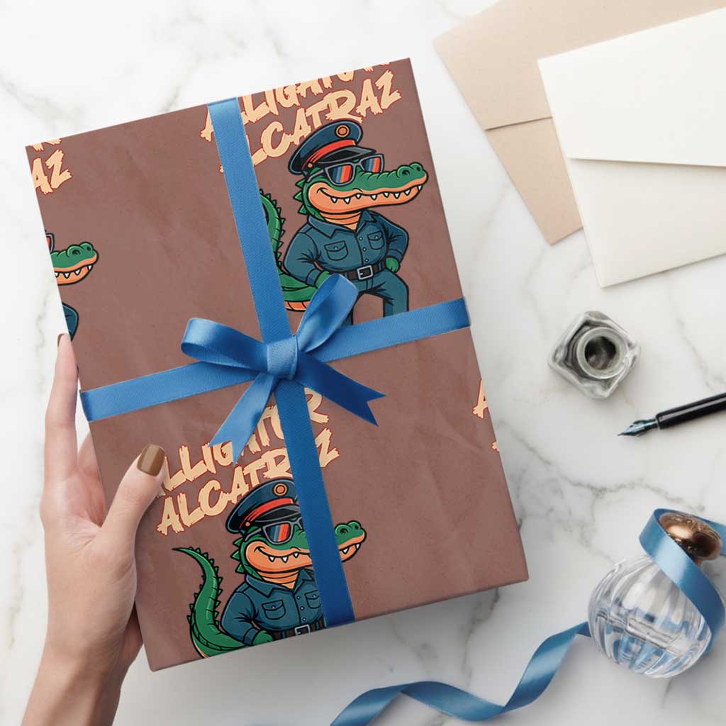 Alligator Alcatraz Political Wrapping Paper Roll Funny Florida Gator Cop with Attitude - Wonder Print Shop