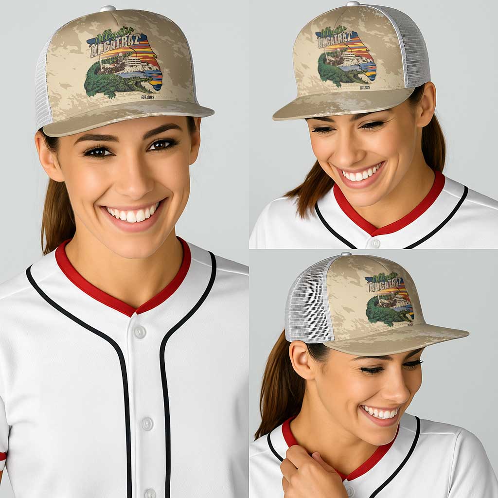 Alligator Alcatraz Retro Baseball Net Cap The Swamp - Wonder Print Shop