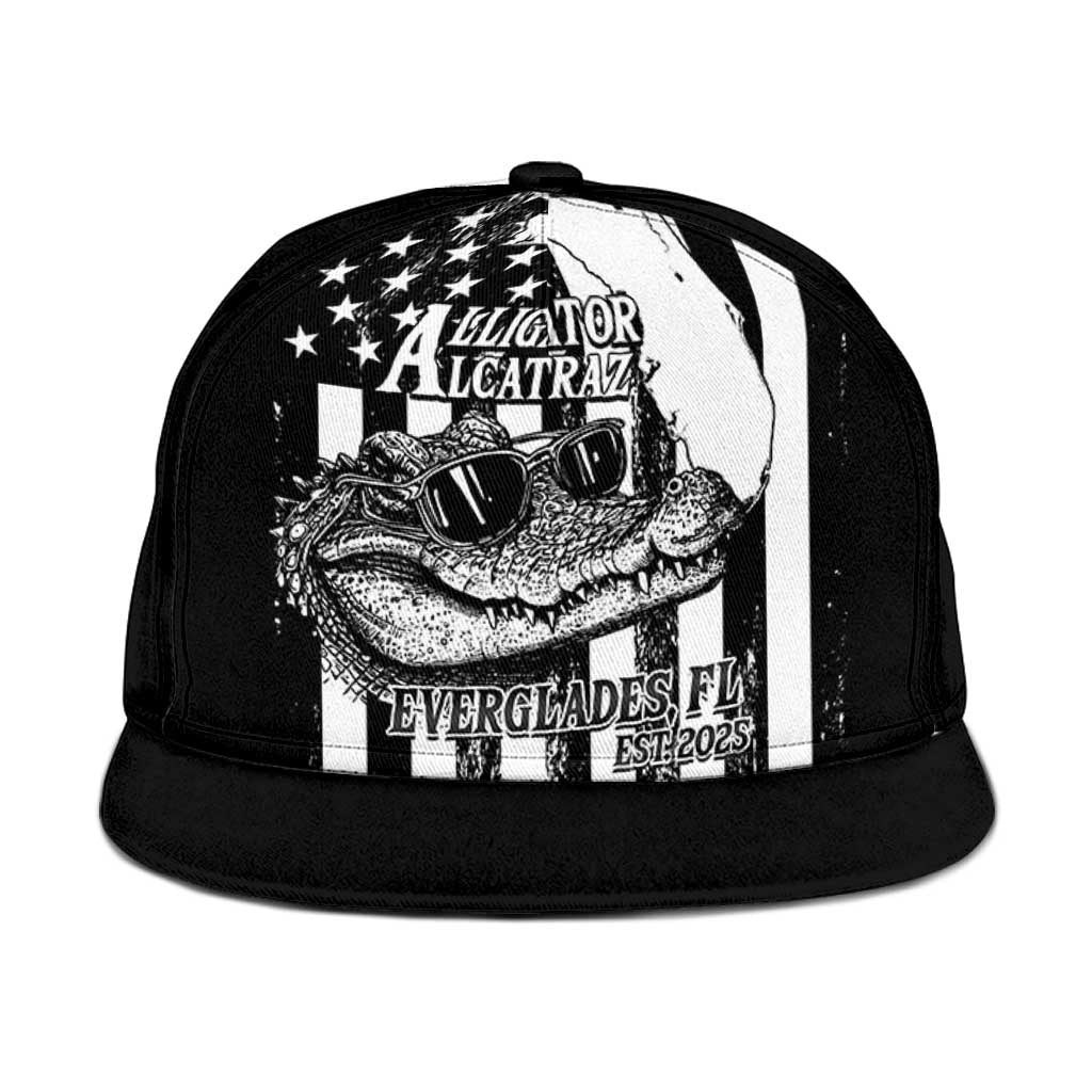 Alligator Alcatraz Snapback Cap Cool Gator Everglades USA Grunge Flag - Wonder Print Shop