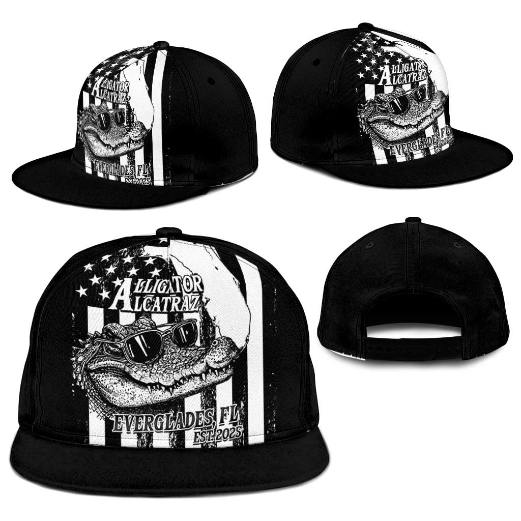 Alligator Alcatraz Snapback Cap Cool Gator Everglades USA Grunge Flag - Wonder Print Shop