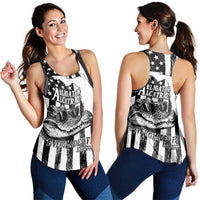 Alligator Alcatraz Women Racerback Tank Cool Gator Everglades USA Grunge Flag - Wonder Print Shop