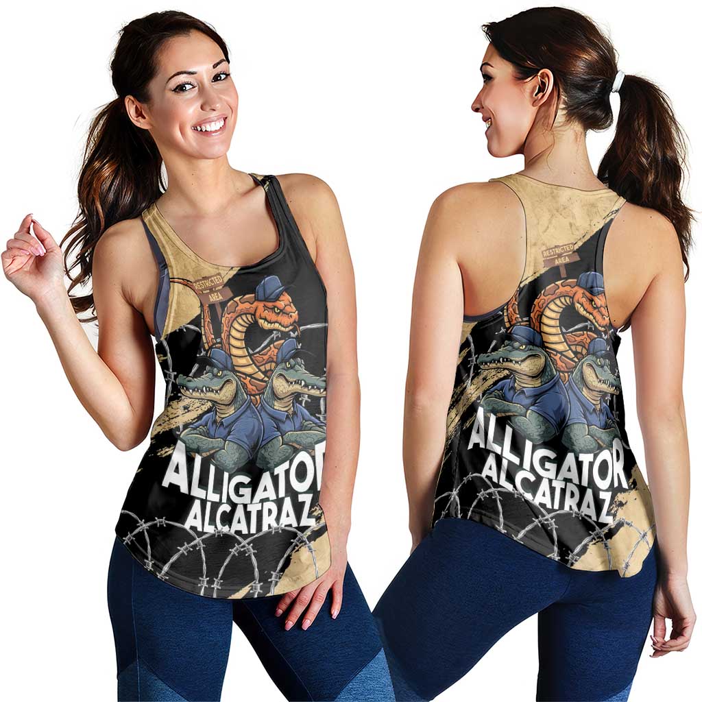 Alligator Alcatraz Women Racerback Tank Gator and Python Restricted Area - Wonder Print Shop