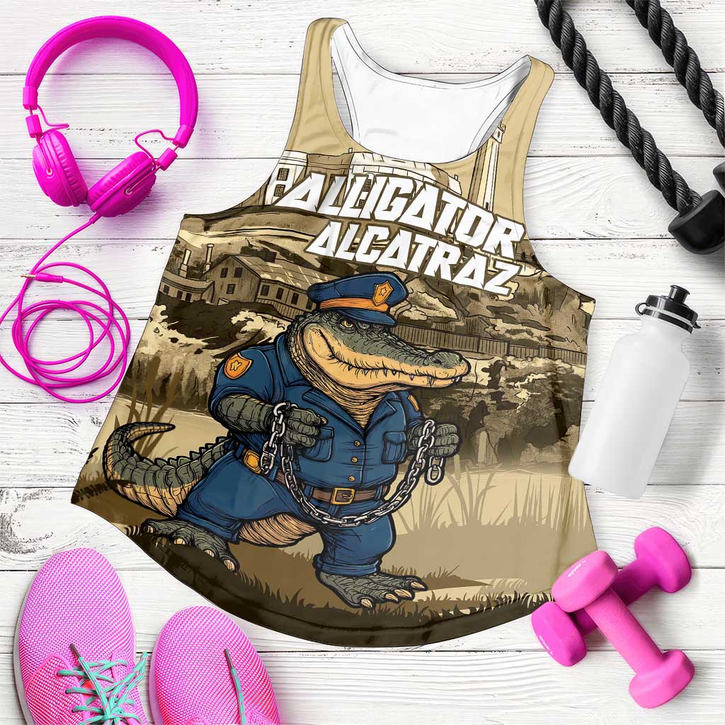 Alligator Alcatraz Women Racerback Tank Police Gator Rock Penitentiary - Wonder Print Shop