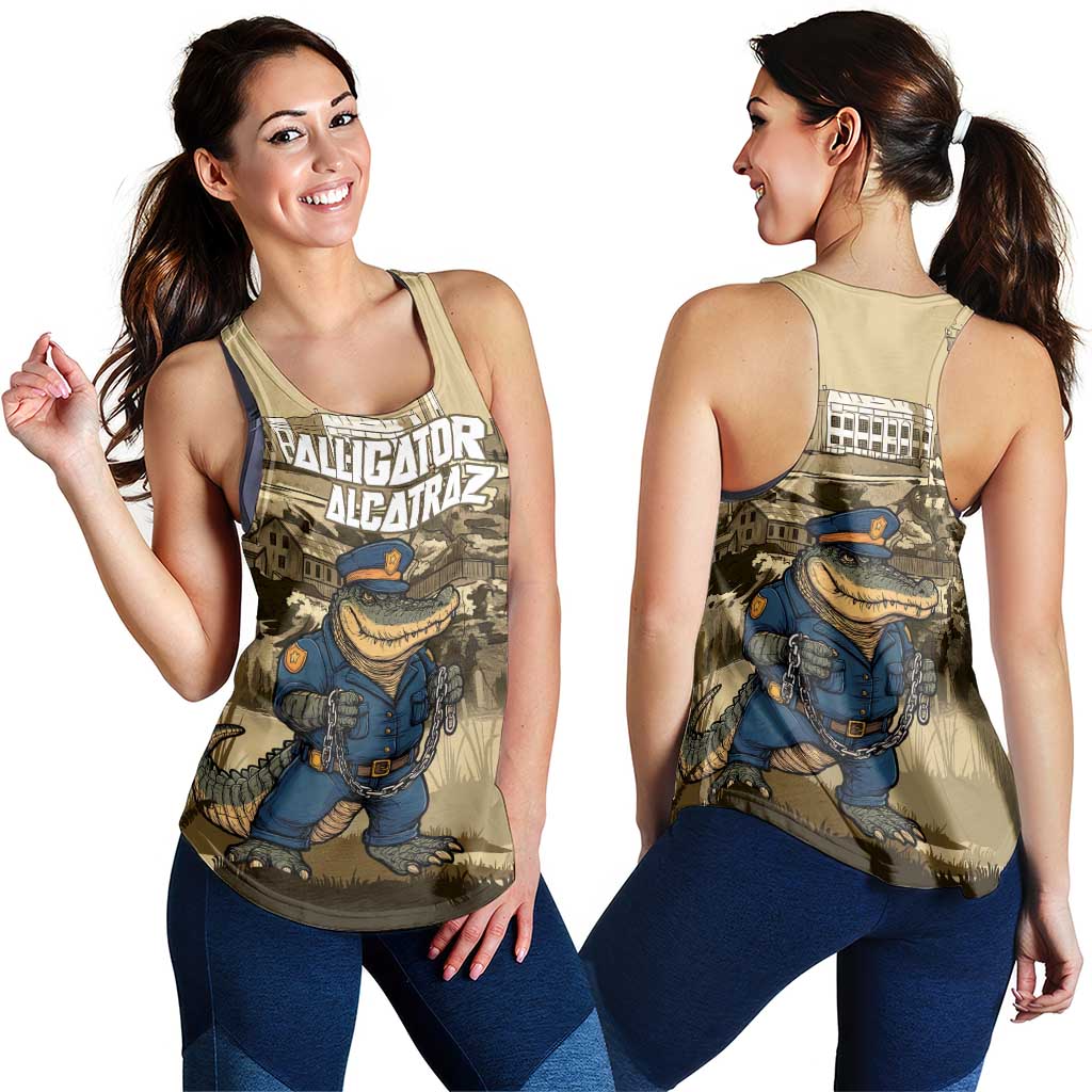 Alligator Alcatraz Women Racerback Tank Police Gator Rock Penitentiary - Wonder Print Shop
