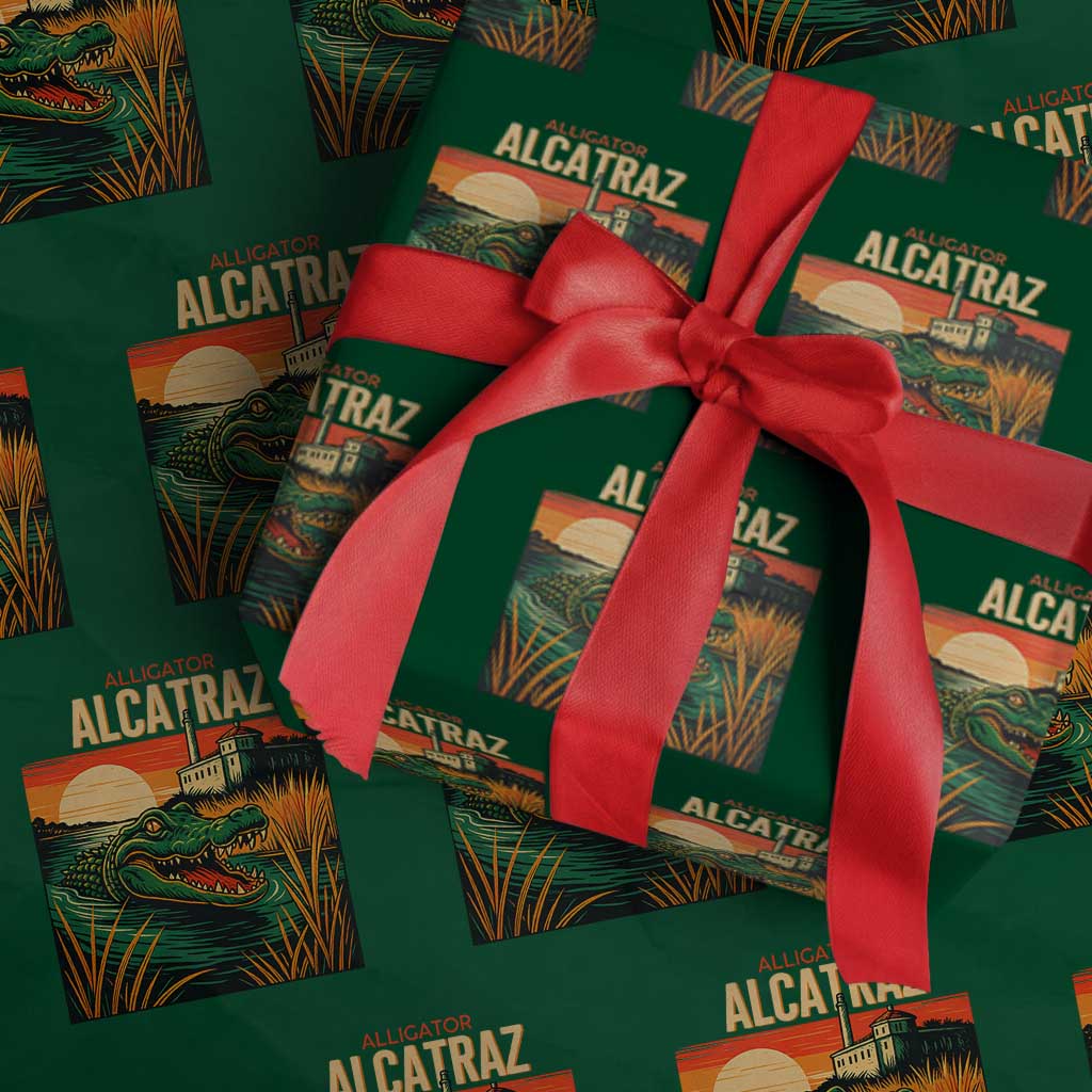 Alligator Alcatraz Wrapping Paper Roll Retro Florida Swamp Political Prison - Wonder Print Shop