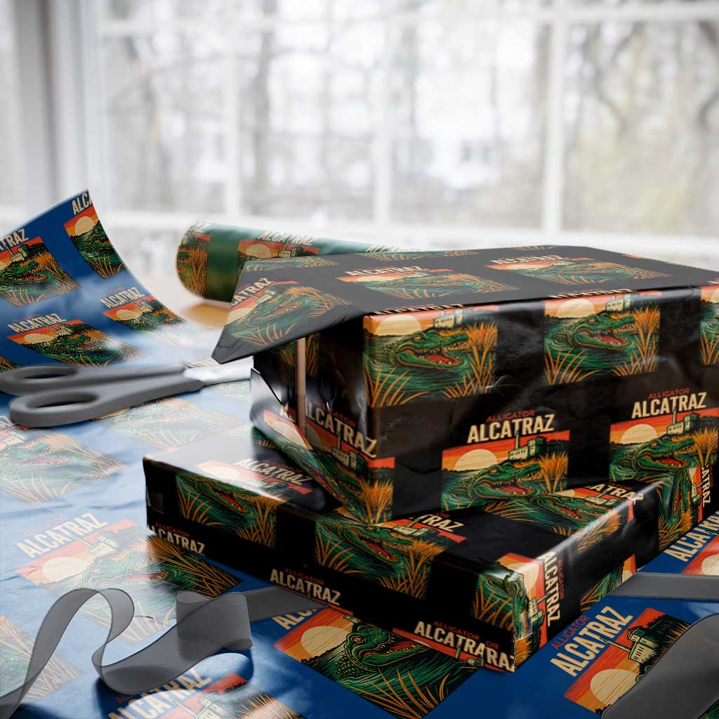 Alligator Alcatraz Wrapping Paper Roll Retro Florida Swamp Political Prison - Wonder Print Shop