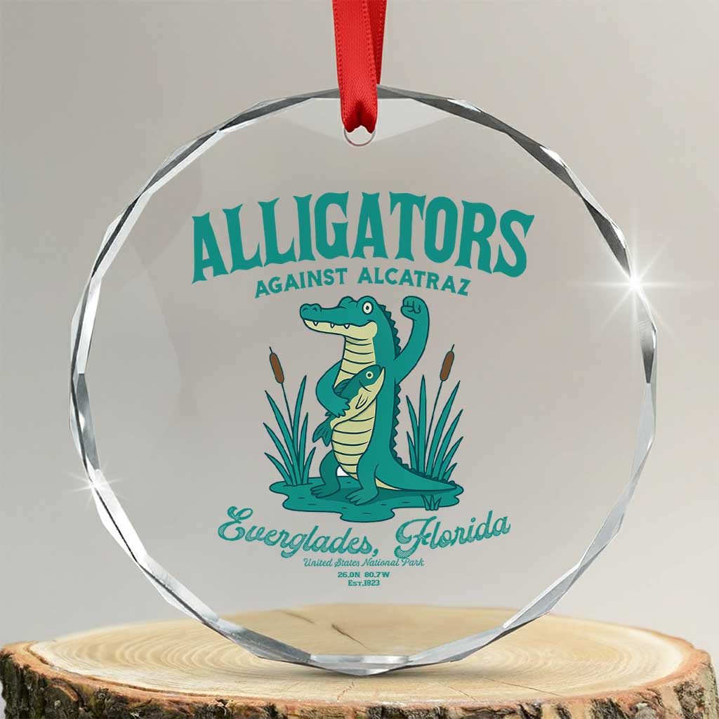 Alligators Against Alcatraz Crystal Glass Ornament Everglades Florida for Human Rights - Wonder Print Shop