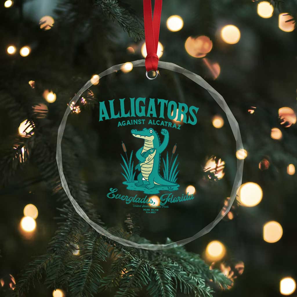 Alligators Against Alcatraz Crystal Glass Ornament Everglades Florida for Human Rights TS02