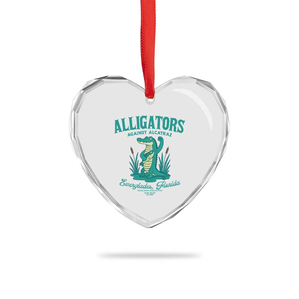 Alligators Against Alcatraz Heart Crystal Glass Ornament Everglades Florida for Human Rights - Wonder Print Shop
