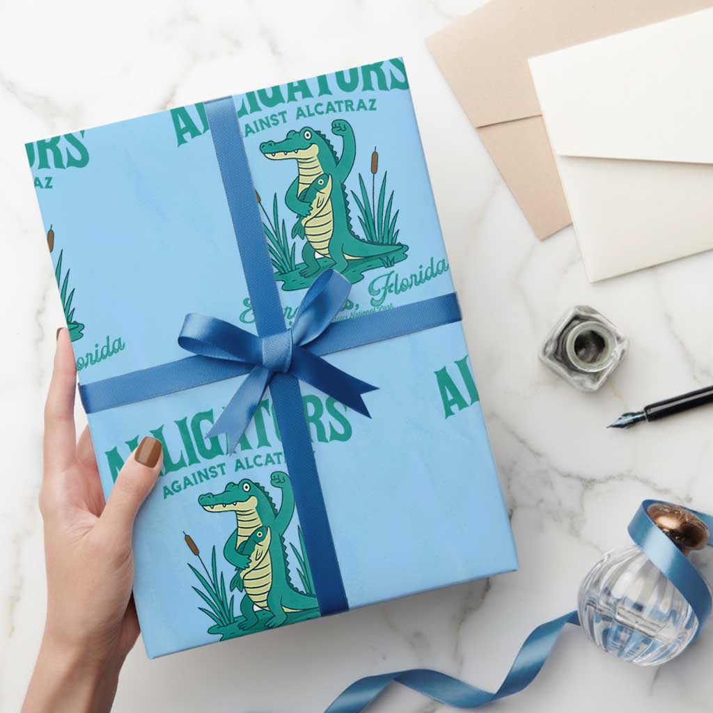Alligators Against Alcatraz Wrapping Paper Roll Everglades Florida for Human Rights - Wonder Print Shop