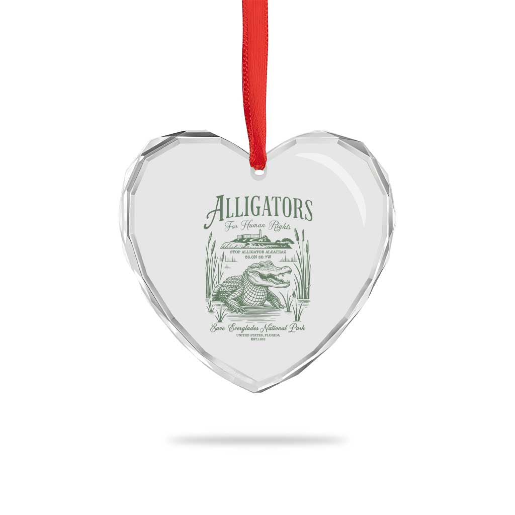 Alligators for Human Rights Heart Crystal Glass Ornament Save Everglades Alcatraz - Wonder Print Shop