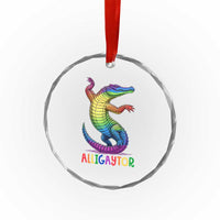 Alligaytor LGBTQ Pride Graphic Crystal Glass Ornament Queer Reptile Lovers