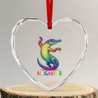 Alligaytor LGBTQ Pride Graphic Heart Crystal Glass Ornament Queer Reptile Lovers