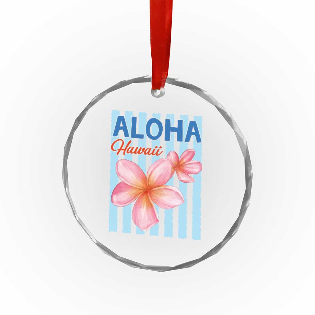 Aloha Hawaii Crystal Glass Ornament Hibiscus Flower Tropical Beach Vacation