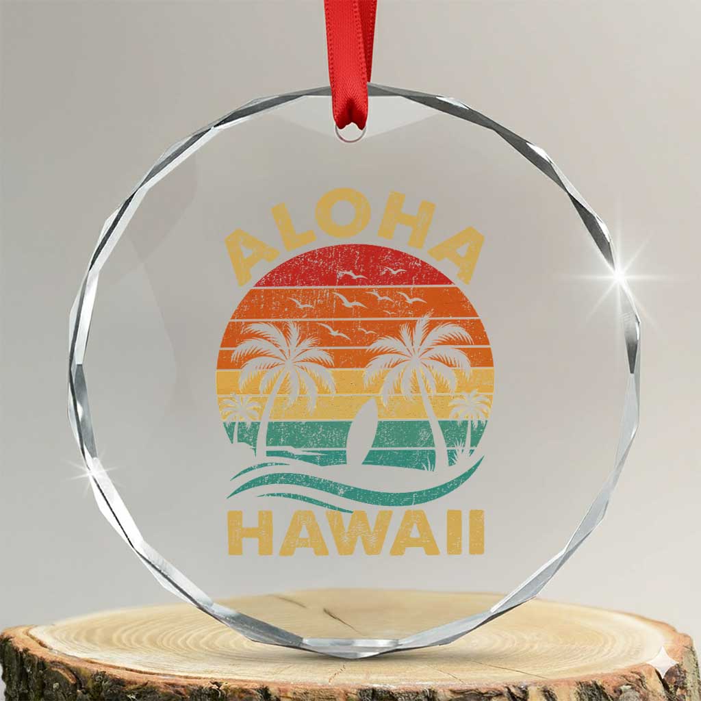 Aloha Hawaii Crystal Glass Ornament Retro Hawaiian Island Palm Beach Surfboard Surf TS10