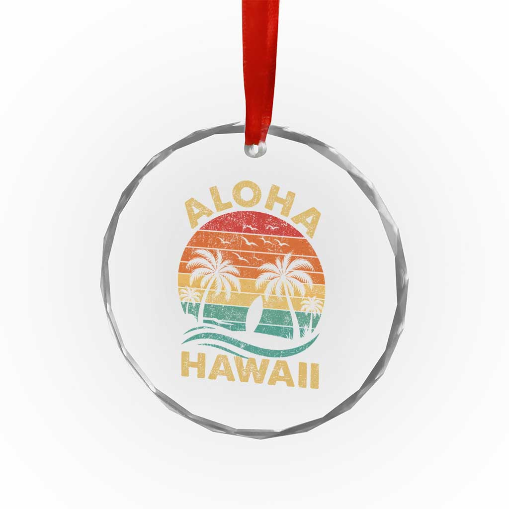 Aloha Hawaii Crystal Glass Ornament Retro Hawaiian Island Palm Beach Surfboard Surf TS10