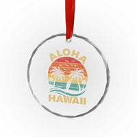 Aloha Hawaii Crystal Glass Ornament Retro Hawaiian Island Palm Beach Surfboard Surf TS10