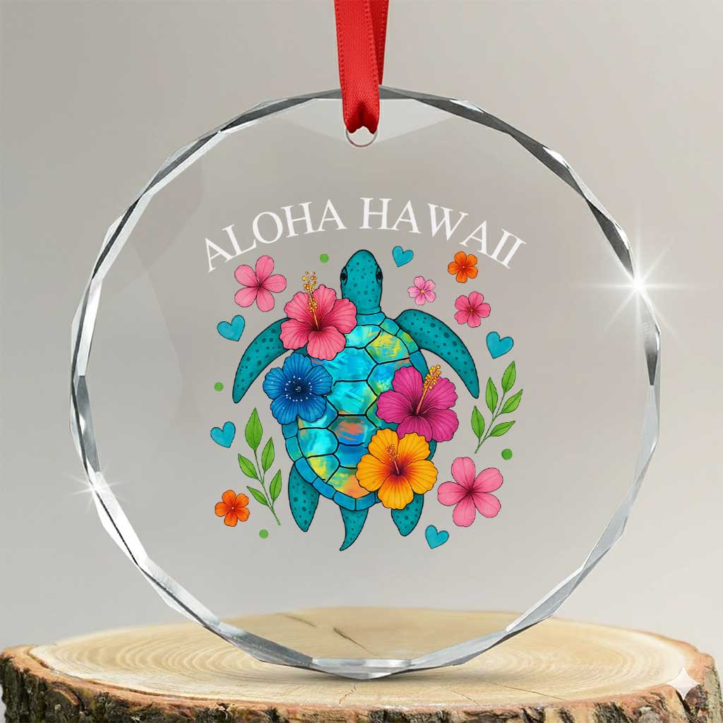 Aloha Hawaii Crystal Glass Ornament Sea Turtle Summer Hawaiian Island TS10