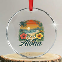 Aloha Hawaii Summer Crystal Glass Ornament Vintage Tropical Beach Graphic