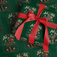 Aloha Skull Wrapping Paper Roll Hibiscus Flower Hula Dancer Dark Tropical Beach Gothic Hawaiian Vibe