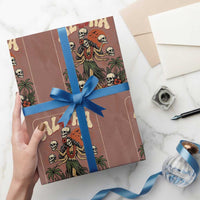 Aloha Skull Wrapping Paper Roll Hibiscus Flower Hula Dancer Dark Tropical Beach Gothic Hawaiian Vibe