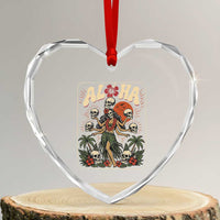 Aloha Skull Heart Crystal Glass Ornament Hibiscus Flower Hula Dancer Dark Tropical Beach Gothic Hawaiian Vibe
