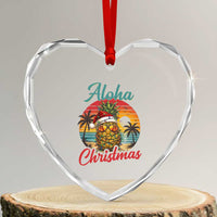 Aloha Tropical Pineapple Christmas Heart Crystal Glass Ornament Vintage Beach Xmas Gift