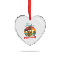 Aloha Tropical Pineapple Christmas Heart Crystal Glass Ornament Vintage Beach Xmas Gift