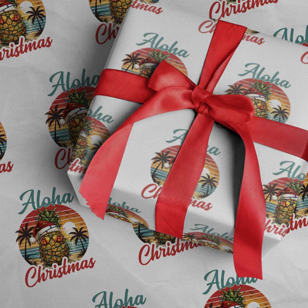Aloha Tropical Pineapple Christmas Wrapping Paper Roll Vintage Beach Xmas Gift