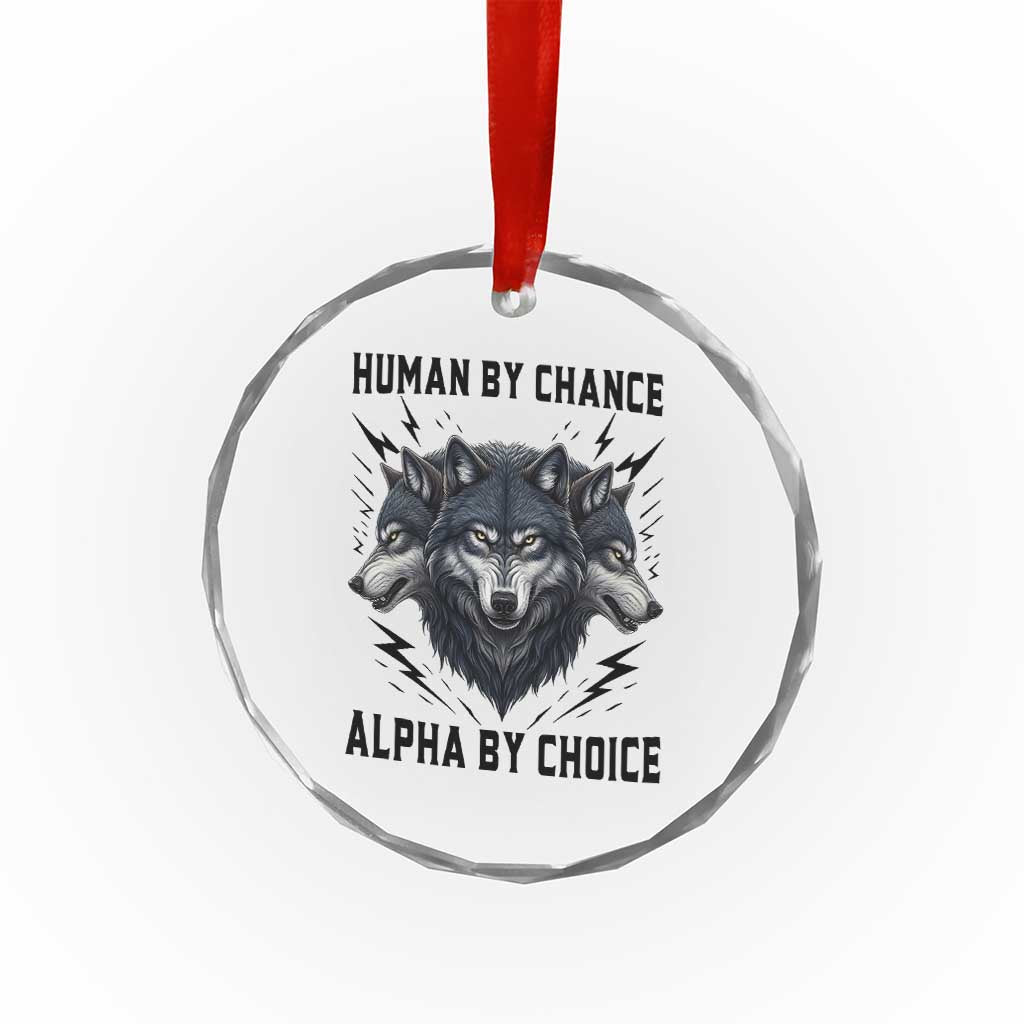 Alpha By Choice Human By Chance Wolf Mindset Quote Crystal Glass Ornament